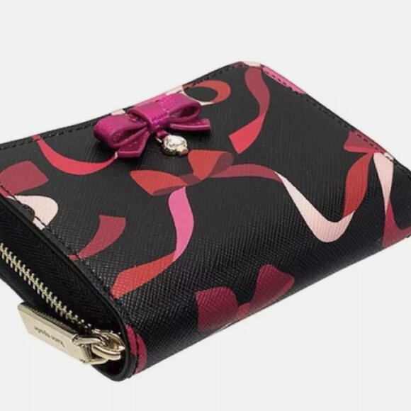 Kate Spade New York Wrapping Party Small Zip Around Wallet Cardcase Black Multi - Picture 5 of 6